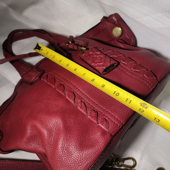 orYANY Cassie Raspberry Pebbled Leather XL Satchel Bag Detachable Shldr Strap - Picture 14 of 16